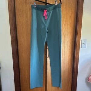 Figs Teal Scrub Pant with Pink Accent